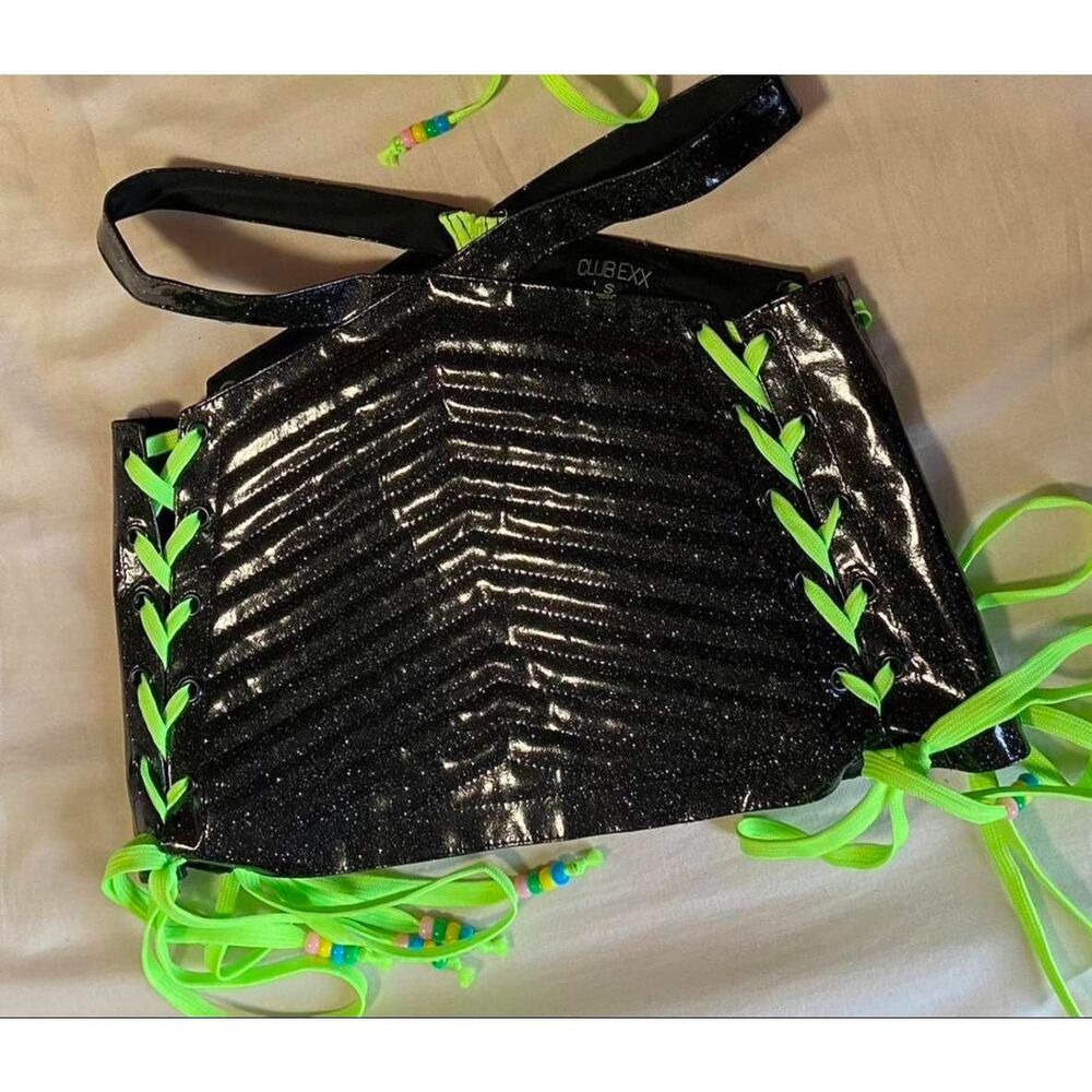 NWT Dolls Kill Club Exx Onyx Rude Awakening Glitter Mini Skirt- Size M